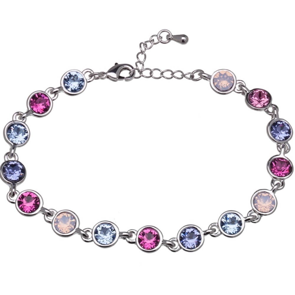 Colorful Crystal Tennis Bracelet – Made with Swarovski Crystals – Adjustable Spa